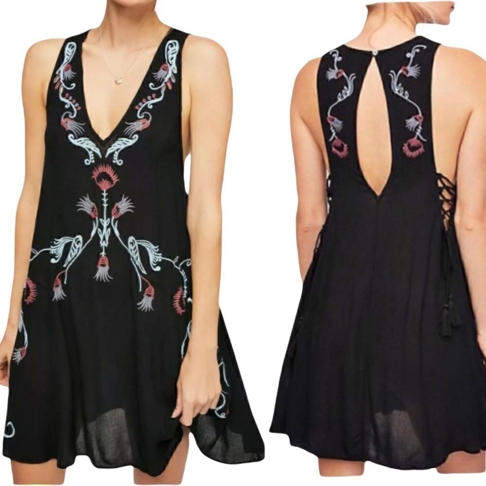 Free People ADELAIDE FESTIVAL Embroidered Mini Dress in the Size XS